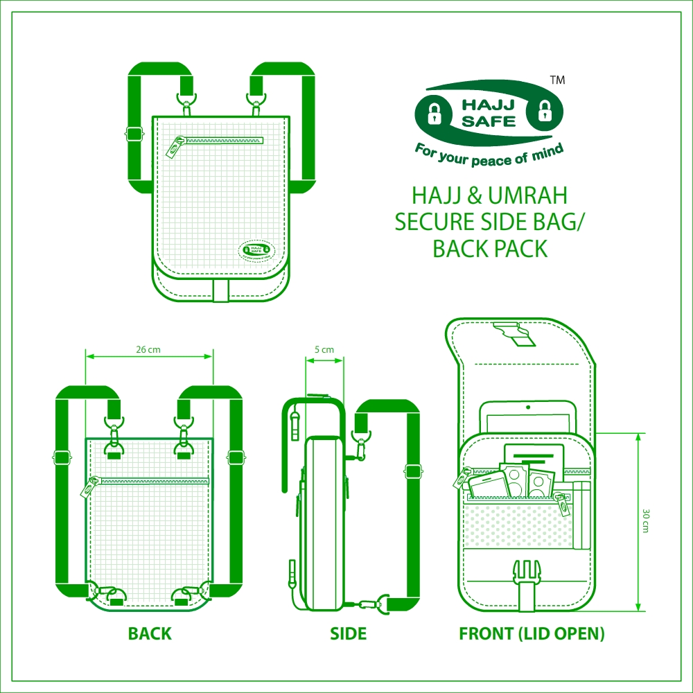 Modal Additional Images for Secure Hajjsafe Backpack & Sidebag