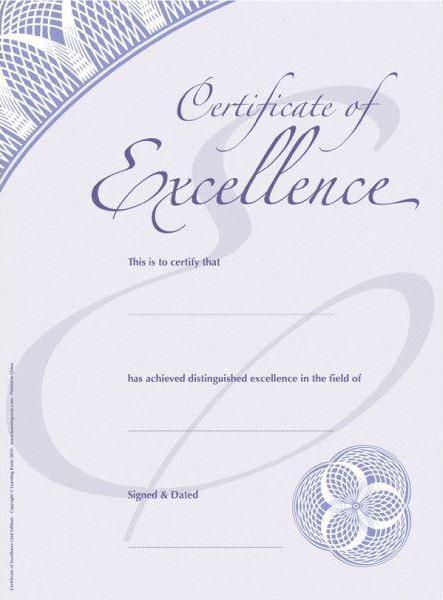 (image for) Certificate of Excellence : 25 Pack