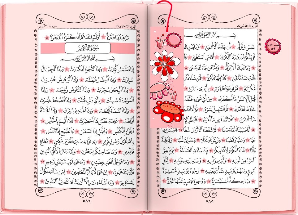 Qur'an : Pink Flowers Theme