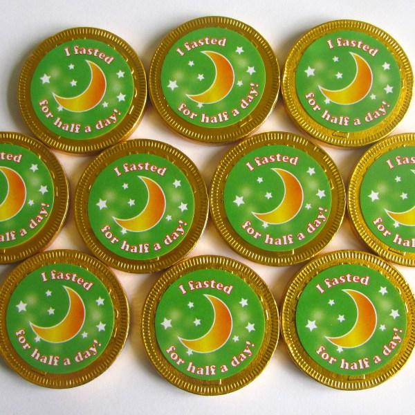 Modal Additional Images for Ramadan 'I Fasted Half a Day' Chocolate Coins